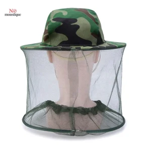 Accessoire de camping : chapeau anti-insectes en maille