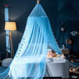 Moustiquaire couronne princesse en maille bleu