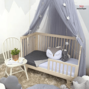 Moustiquaire grise en maille pour lit enfant