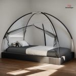 Moustiquaire lit double noire avec portes 200x150x140 cm