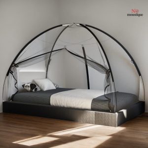 Moustiquaire lit double noire avec portes 200x150x140 cm