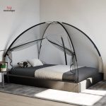 Moustiquaire de lit double noire avec design mongole
