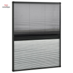 Fenêtre en aluminium avec moustiquaire plissée et auvent