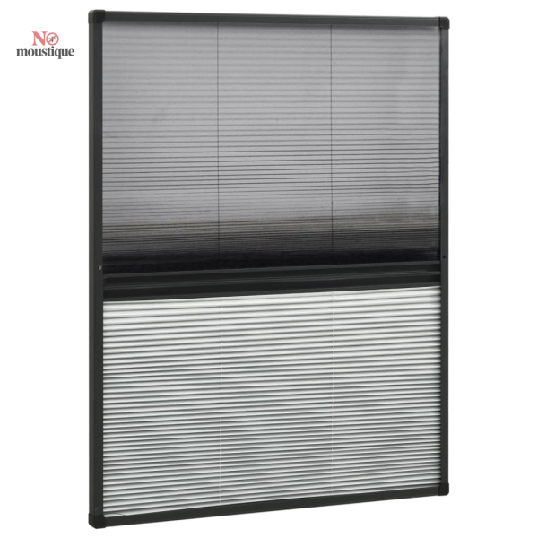 Fenêtre en aluminium avec moustiquaire plissée et auvent