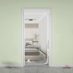 Porte moustiquaire rideau blanc avec zip