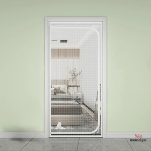 Porte moustiquaire rideau blanc avec zip