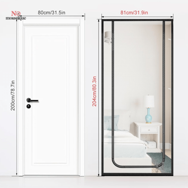 Moustiquaire de porte noire avec zip pratique