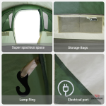 Modèle de tente tunnel 8 personnes, vert et imperméable